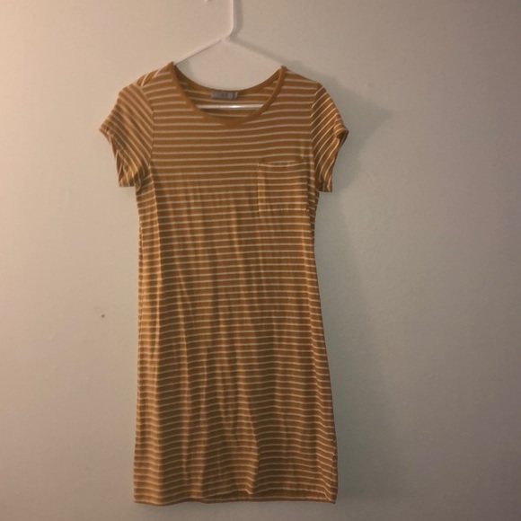 yellow and white stripe t-shirt dress - Picture 1 of 1